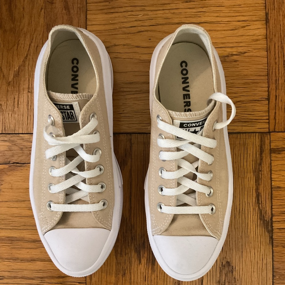 Converse All Star Platform Beige Canvas Sneakers